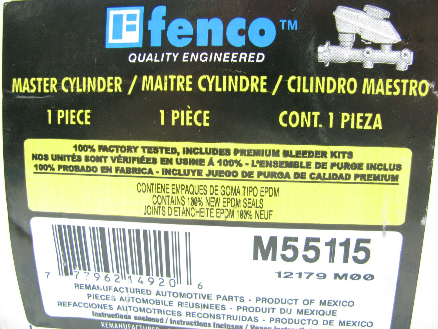Fenco M55115 Reman Brake Master Cylinder W/O Reservoir 2000-2008 Ford Focus