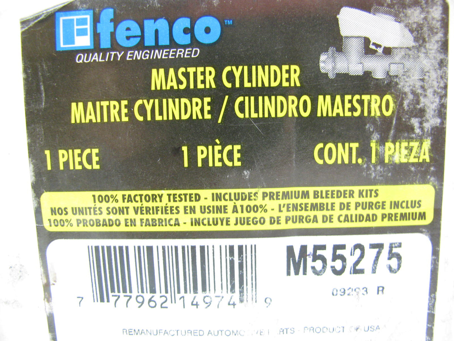 Fenco M55275 Reman Brake Master Cylinder W/O Reservoir