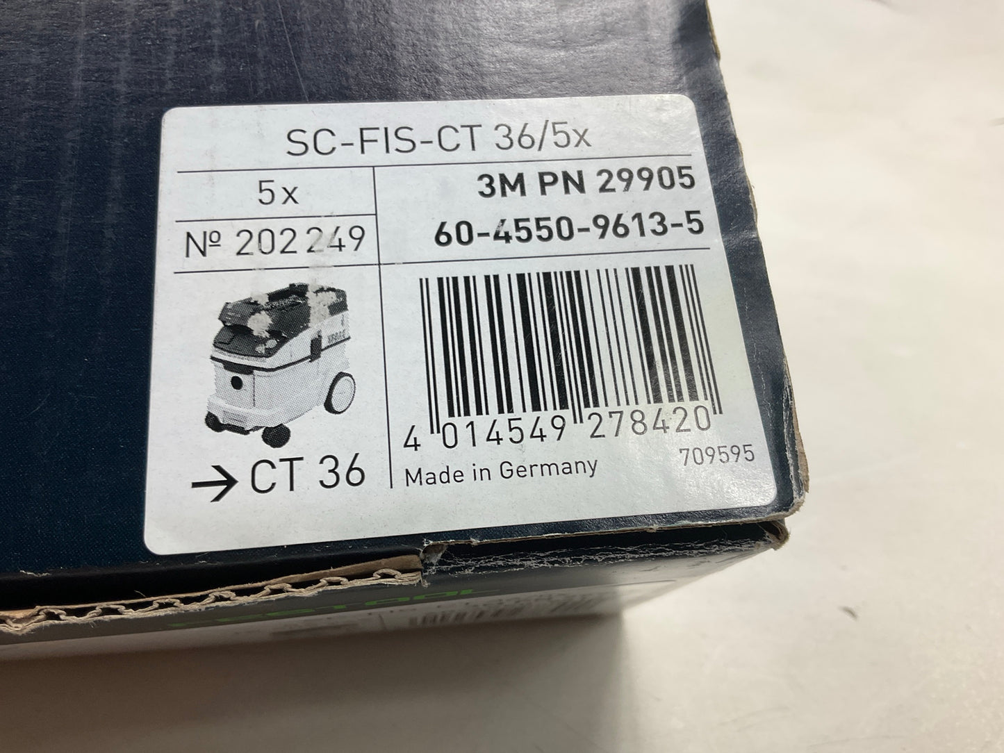 (5) Pack - Festool (3M) 29905 Self Cleaning Filter Bag CT36