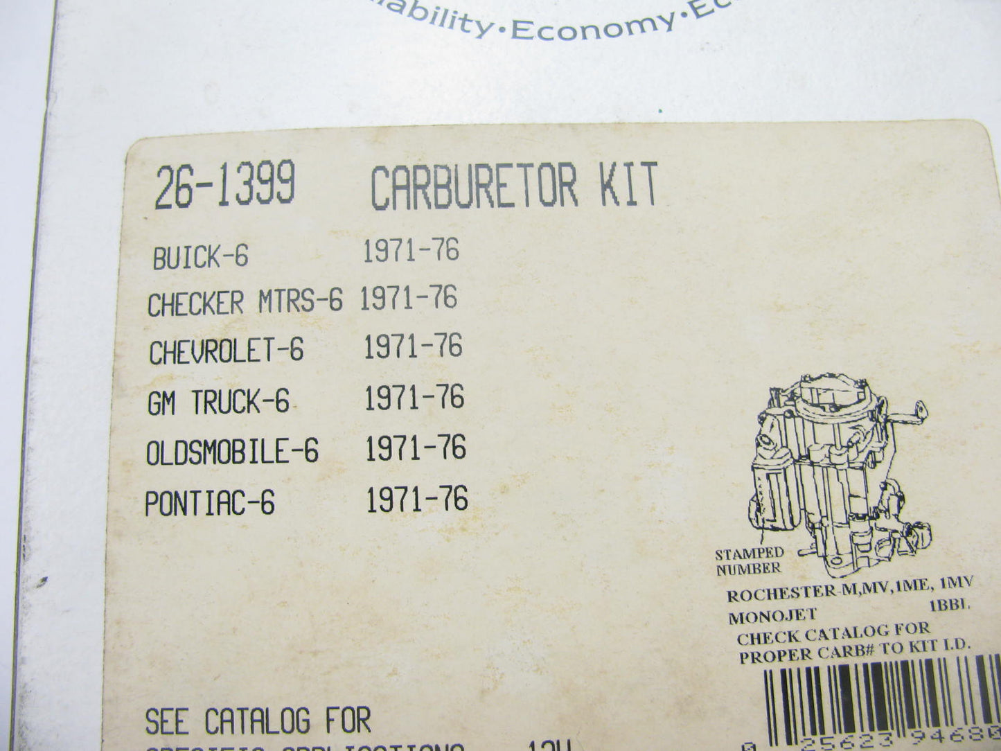 Filko 26-1399 Carburetor Rebuild Kit - ROCHESTER MODELS M MV 1-BBL Monojet