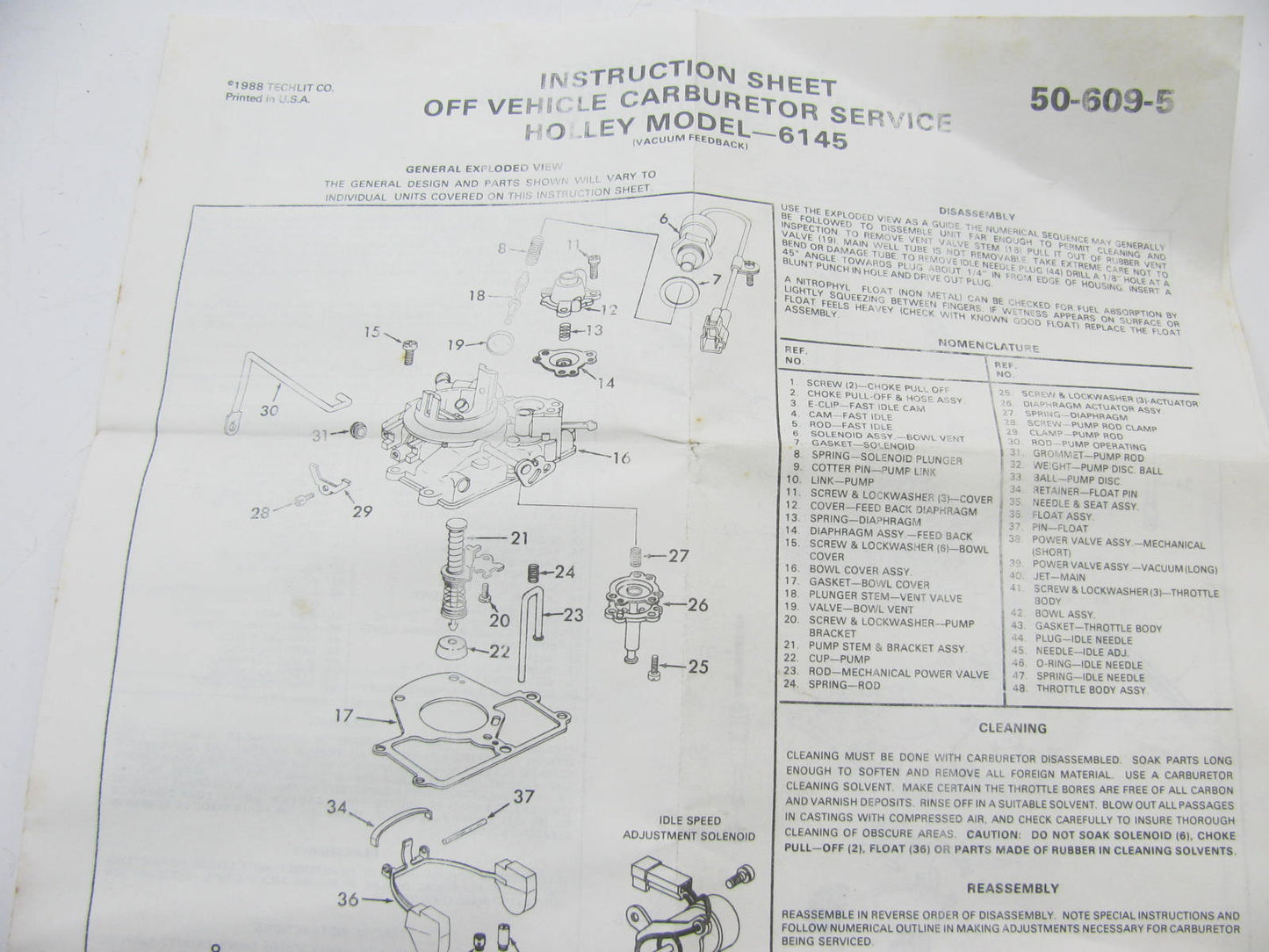 Filko 27-1105A Carburetor Rebuild Kit - HOLLEY MODEL 6145