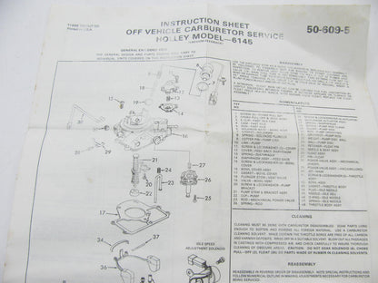 Filko 27-1105A Carburetor Rebuild Kit - HOLLEY MODEL 6145