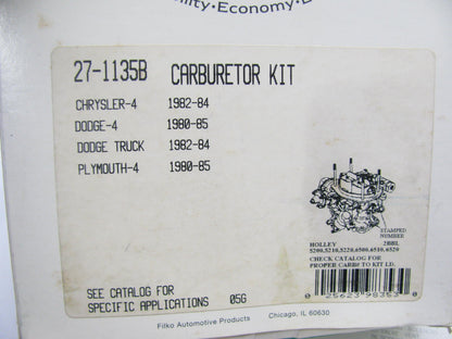 Filko 27-1135B Carburetor Rebuild Kit  - Holley 2-BBL Model 6520
