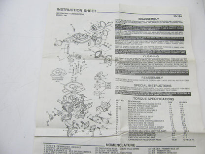 Filko 27-1171 Carburetor Rebuild Kit - Motorcraft 2-BBL 740