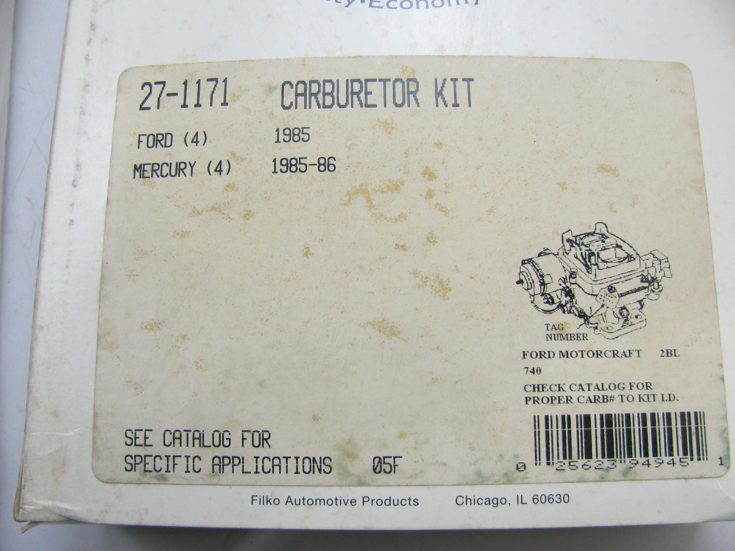 Filko 27-1171 Carburetor Rebuild Kit - Motorcraft 2-BBL 740
