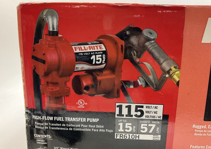 Fill-Rite FR610H Fuel Transfer Pump, 115V AC, 15 GPM Max. Flow Rate , 1/6 Hp