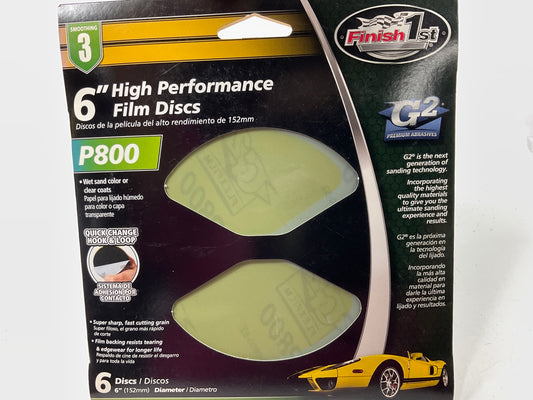 Finish 1st 11135 Hook & Loop 6'' Pro Sanding Discs, P800 Grit, 6 Discs / Pack