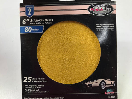 Finish 1st 8251 6'' Stick-on Sanding Discs, 80 Grit, Pack Of (25)