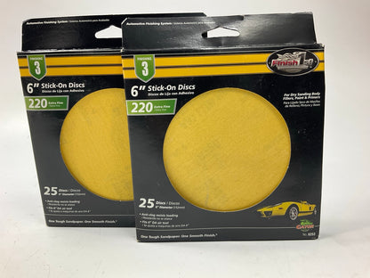 50 Discs Total - Finish 1st 8253 6'' Stick-on Sanding Discs, 220 Grit