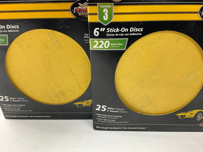 50 Discs Total - Finish 1st 8253 6'' Stick-on Sanding Discs, 220 Grit