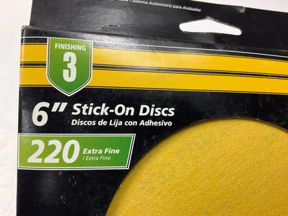 50 Discs Total - Finish 1st 8253 6'' Stick-on Sanding Discs, 220 Grit
