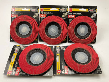 (5) Finish 1st 8315 G2 4-1/2'' Ceramic Flap Disc P60 60 Grit, 13,300 Max RPM