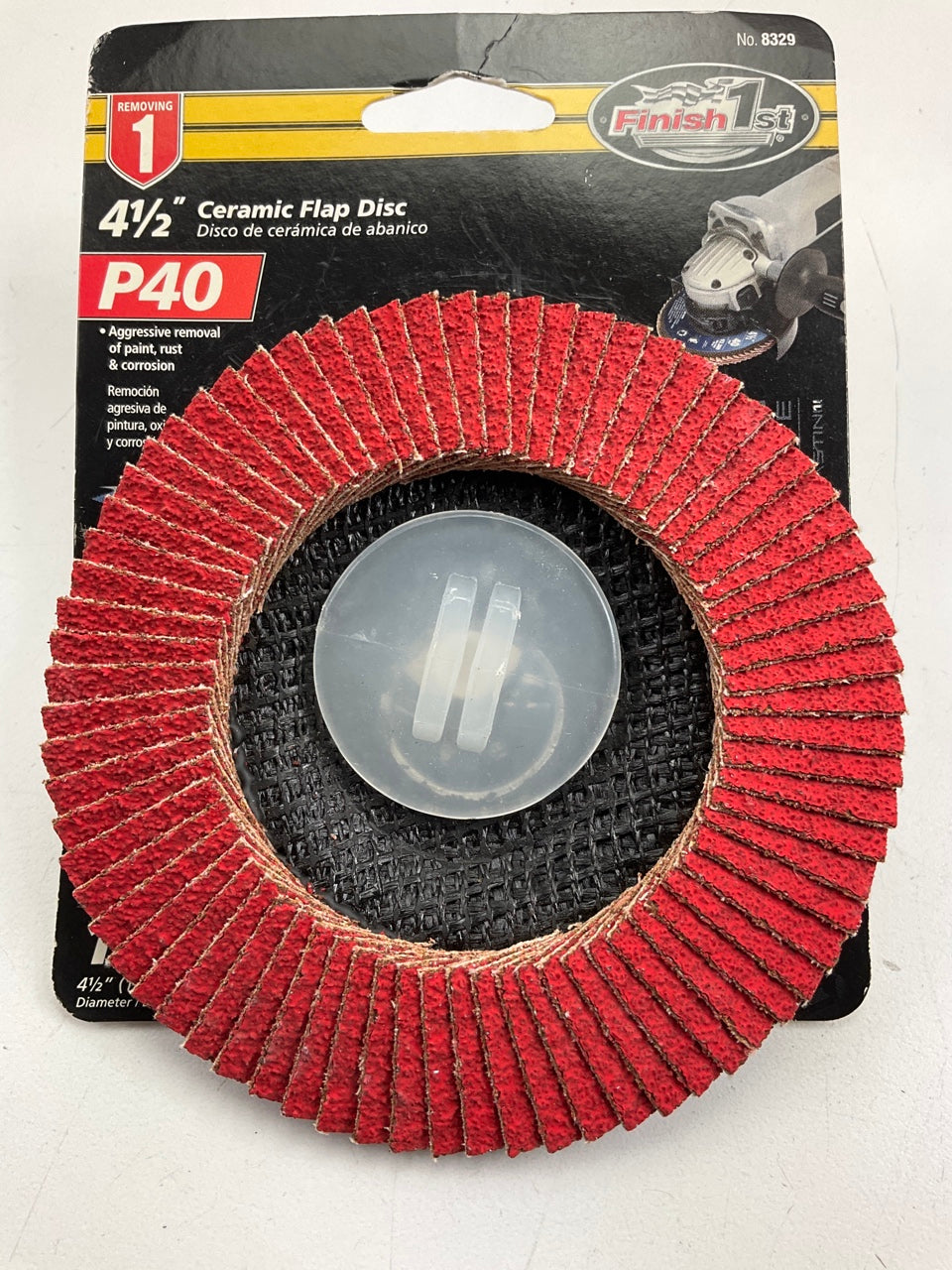 Finish 1st 8329 4-1/2'' Ceramic Flap Disc, 40 Grit