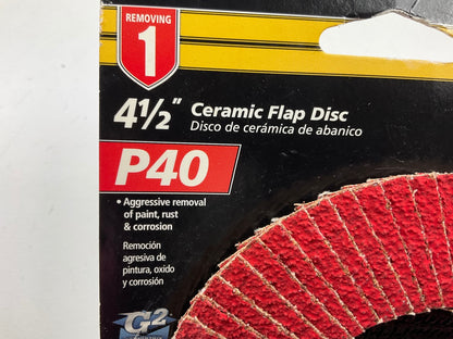 Finish 1st 8329 4-1/2'' Ceramic Flap Disc, 40 Grit