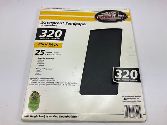 Finish 1st 8400 Waterproof Sandpaper Sheets, 9''x11'', 320 GRIT,  25 SHEETS