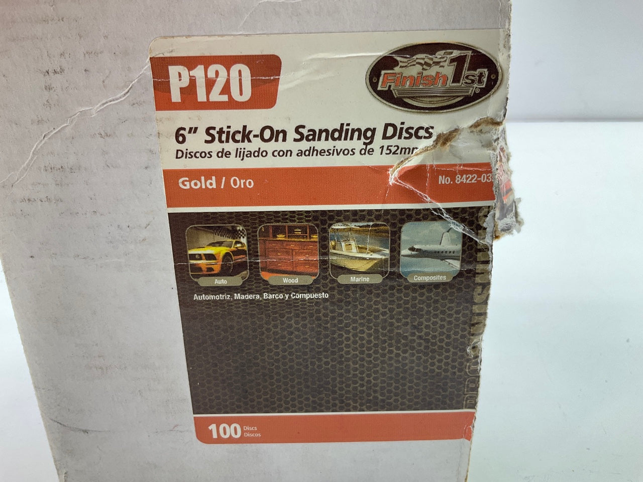 Finish 1st 8422-035 P120 Grit, Stick-On, 6'' Diameter Sanding Discs, Roll Of 100