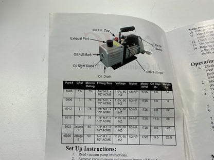 FJC 6909 3.0 CFM Vacuum Pump