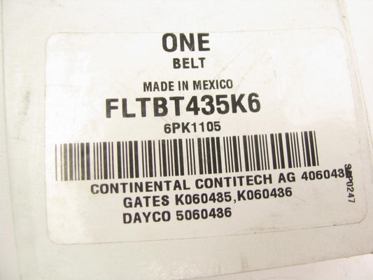 Fleetrite FLTBT435K6 Serpentine Belt - 0.84'' X 44.125'' - 6 Ribs