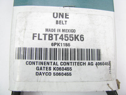 Fleetrite FLTBT455K6 Serpentine Belt - 0.84'' X 45.50'' - 6 Ribs