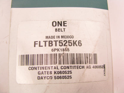 Fleetrite FLTBT525K6 Serpentine Belt - 0.84'' X 53.00'' - 6 Ribs