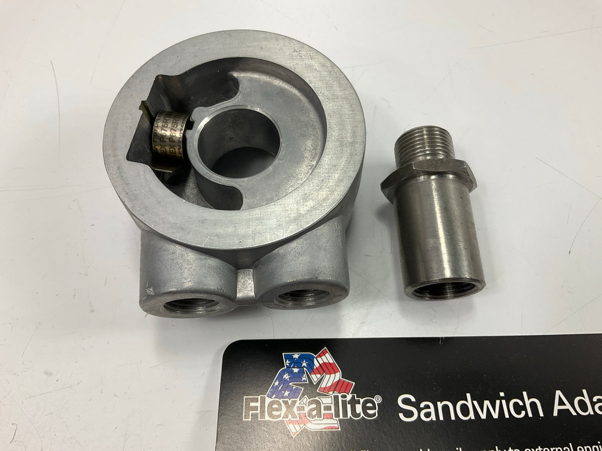 Flex-A-Lite 3965 Remote Oil Filter Adapter Kit Cast Sandwich Adapter 20mm Thread