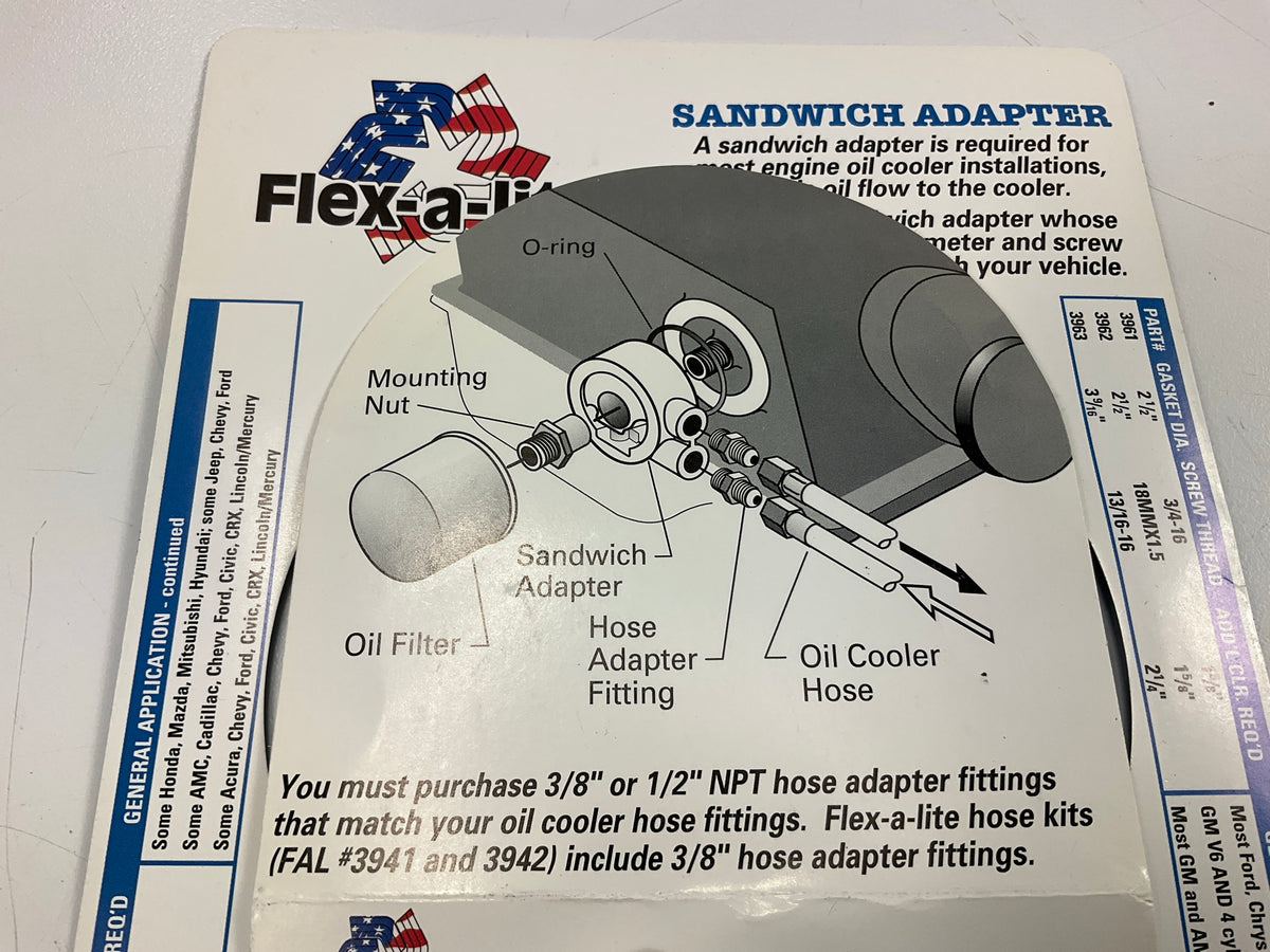 Flex-A-Lite 3965 Remote Oil Filter Adapter Kit Cast Sandwich Adapter 20mm Thread