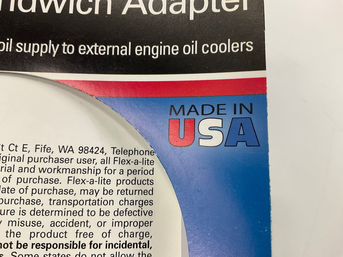 Flex-A-Lite 3965 Remote Oil Filter Adapter Kit Cast Sandwich Adapter 20mm Thread