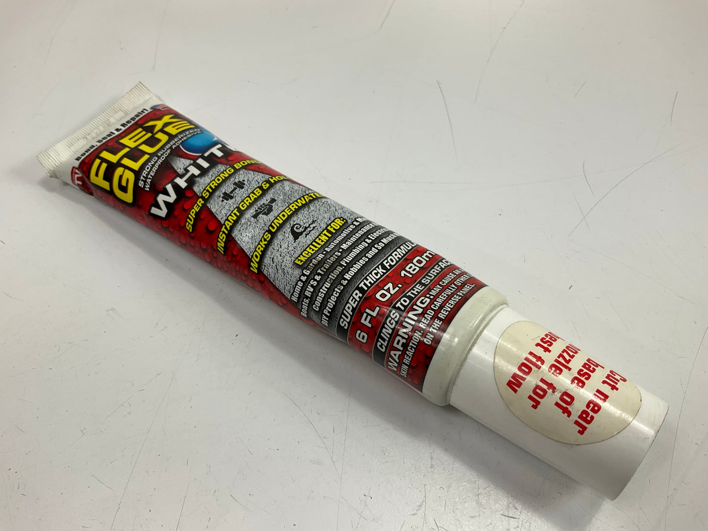 FLEX SEAL GFSTANR06 FLEX GLUE White Rubberized Waterproof Adhesive - Size: 6 Oz