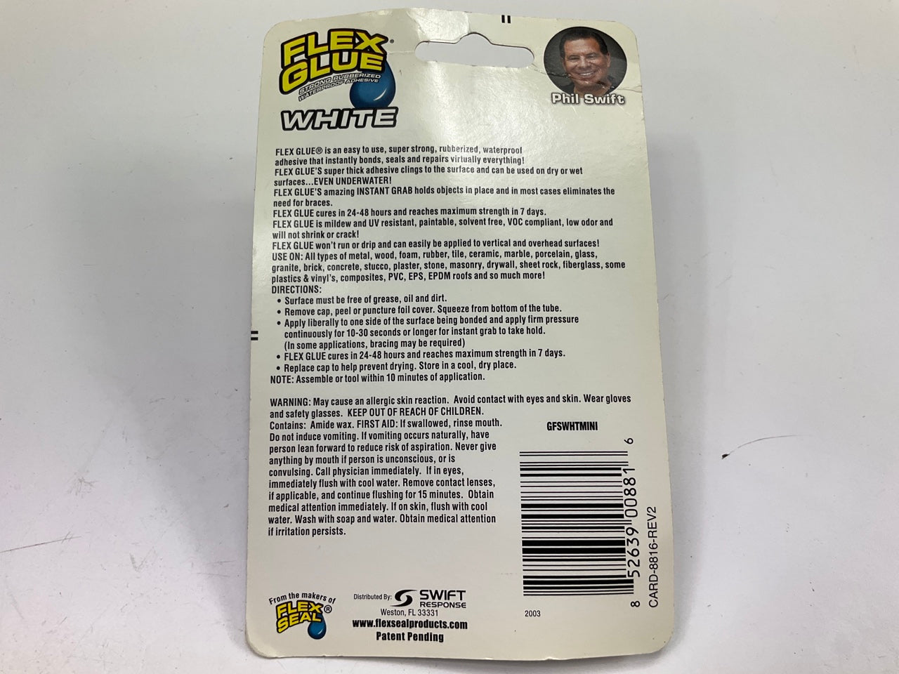 Flex Seal GFSWHTMINI Flex Glue MINI White Rubberized Waterproof Adhesive 0.75 Oz