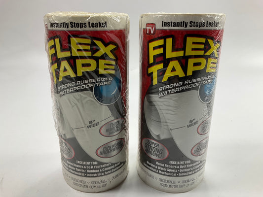 (2) Flex Seal TFSWHTR0805 Rubberized Waterproof Tape, 8 Inches X 5 Feet, White