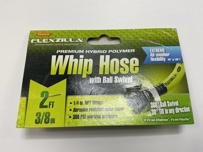 Flexzilla HFZ3802YW2B 3/8'' X 2' Whip Hose With Ball Swivel, 1/4'' NPT