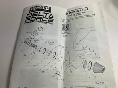 Flowmaster Delta Force Performance Cold Air Intake - 2015-2017 Ford 5.0L Mustang