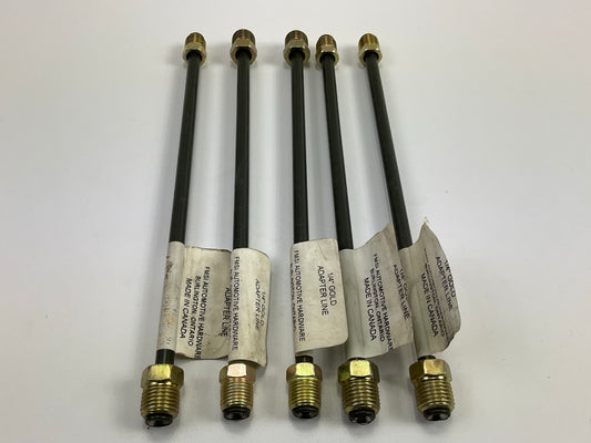(5) FMSI 3026416 1/4'' Gold Adapter Tube Lines 7/16-24 To 1/2-20 Thread, Set Of 5