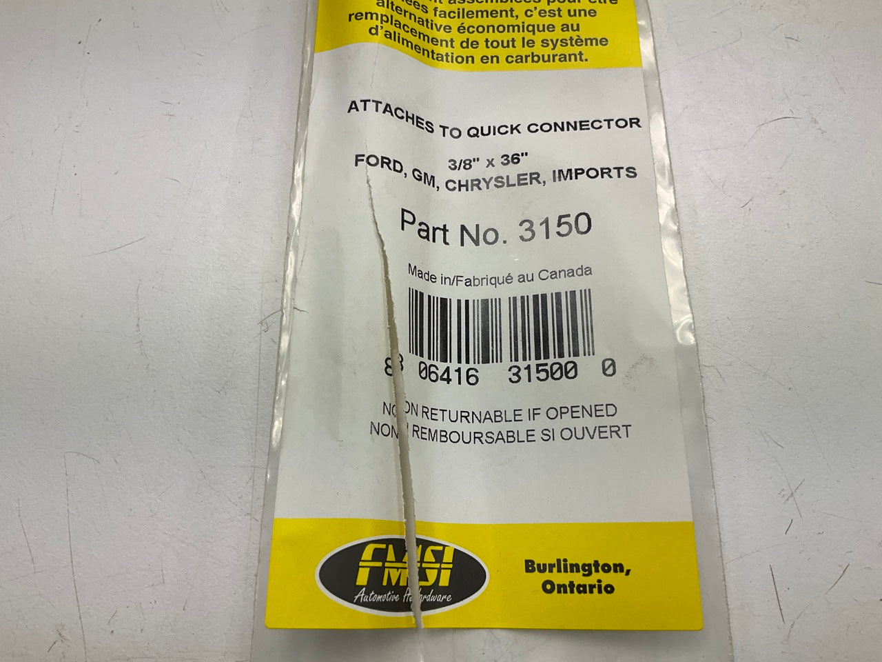 FMSI 3150, 3/8'' X 36'' Tube Male Quick Connector Fuel Line Repair