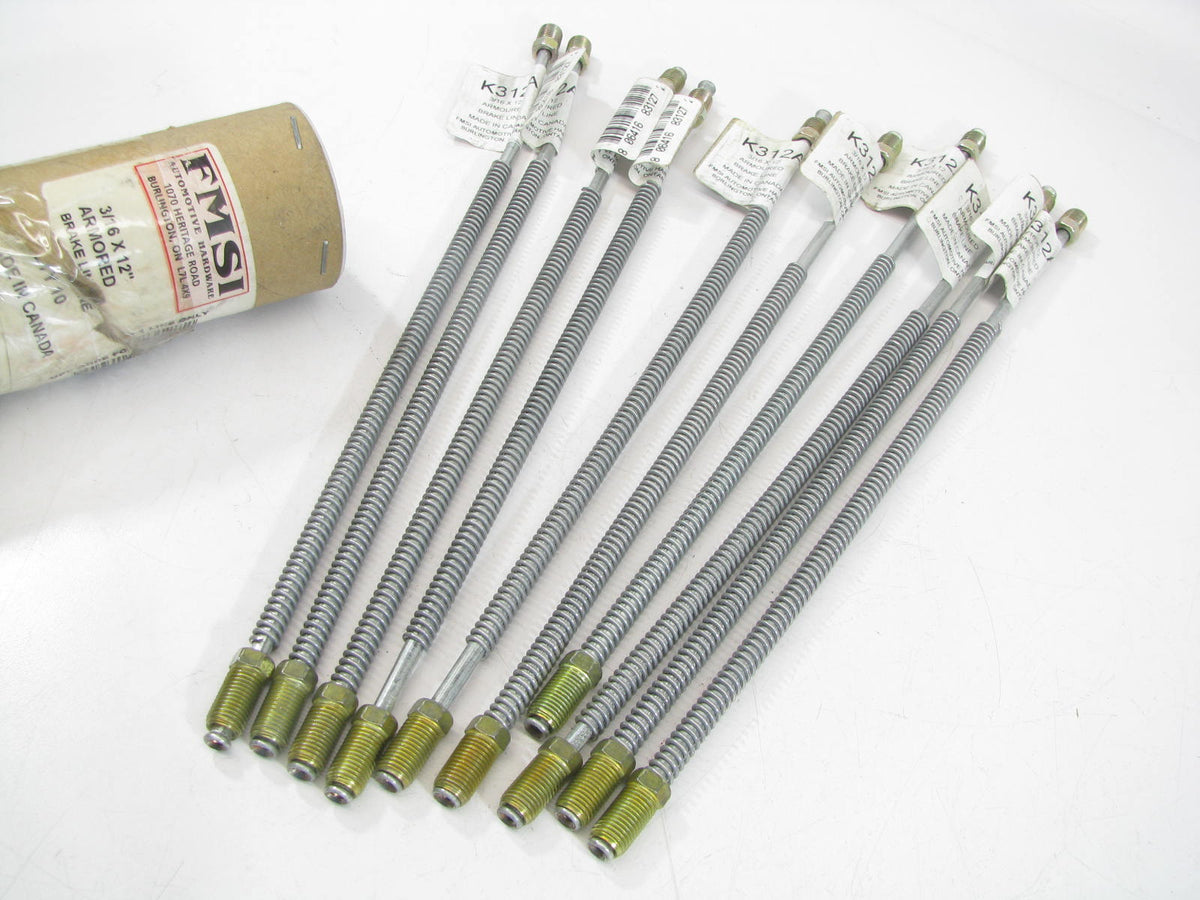(10) FMSI K312A 3/16'' O.D. X 12'' Universal Brake Lines - PACK OF 10