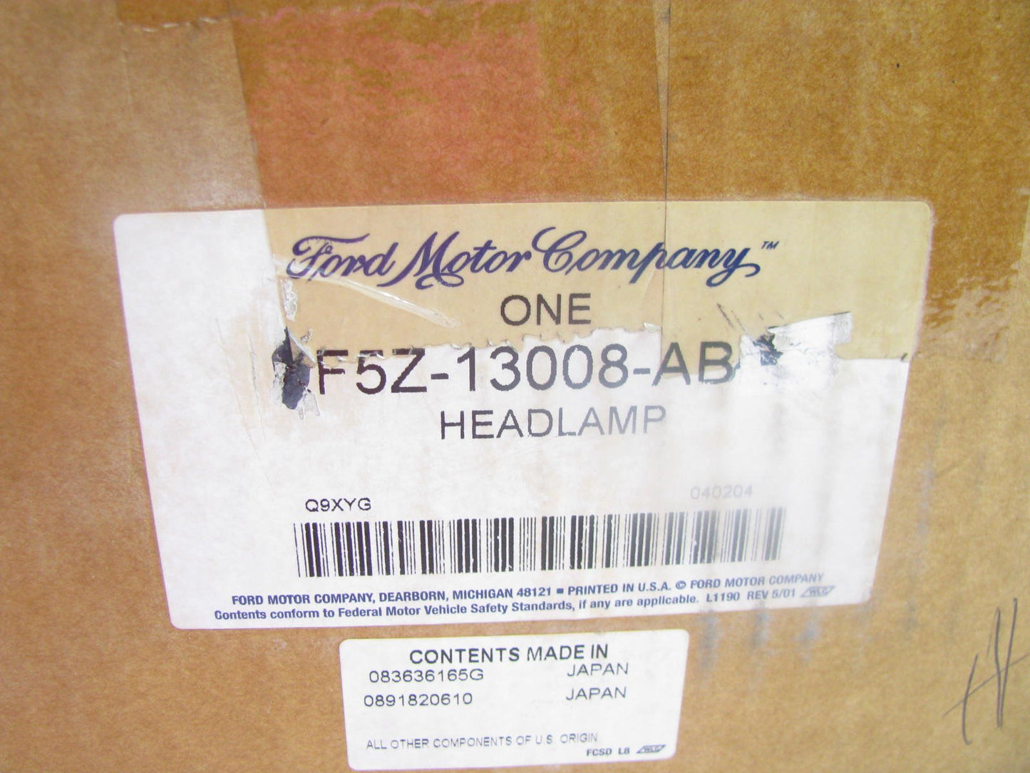 NEW OEM Ford Right Side R.h. Headlight Head Lamp 2001-02 Villager, Quest EXPORT