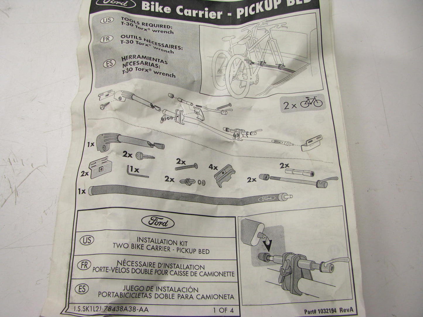 OEM 2-Bike Bed Mount Rack By Yakima For 01-04 Ford Sport Trac 1L2Z-7855100-AAC