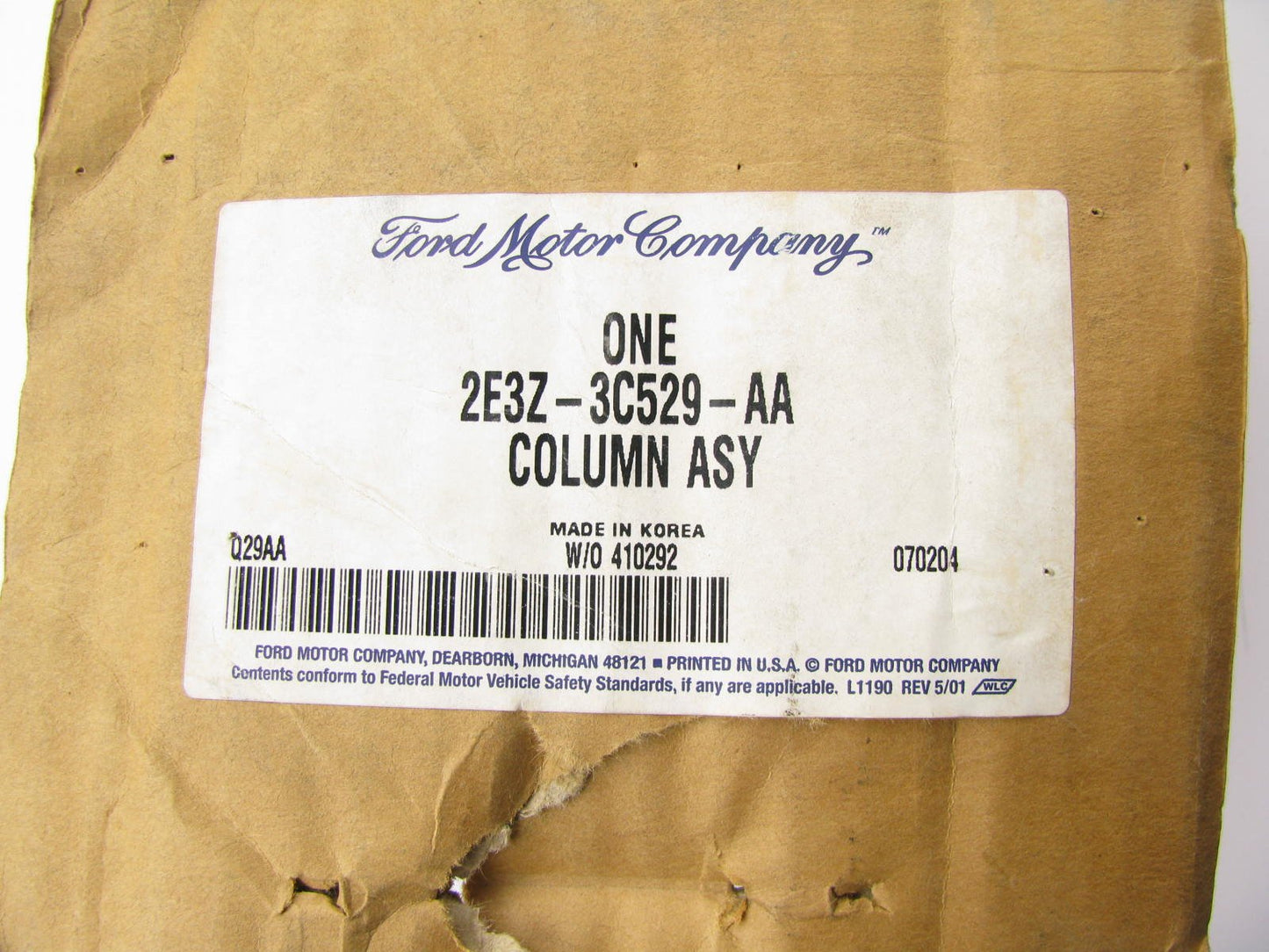 NEW - OEM Ford 2E3Z-3C529-AA Steering Column Assembly For 2002 Think Golf Cart
