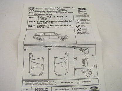 NEW - OEM Ford 2L2Z-16A550-AA Front Splash Guard Kit For 2002 Explorer XLS