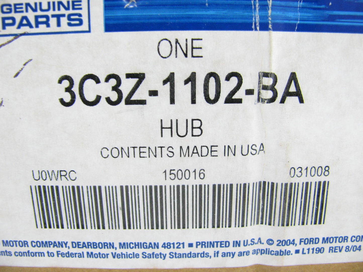 NEW - OEM Ford 3C3Z-1102-BA Front Disc Brake Rotor & Hub Assembly