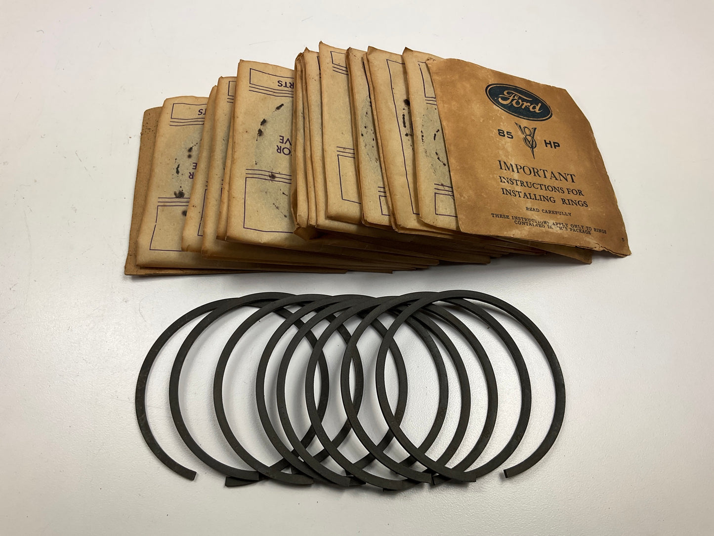 NOS - OEM Ford 81A-6149-F Engine Piston Rings .060'' 1932-1942 Flathead V8 90HP