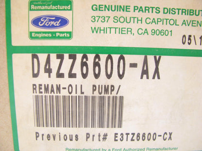 REMANUFACTURED OEM Ford D4ZZ-6600-AX Engine Oil Pump - FORD 171 2.8L V6