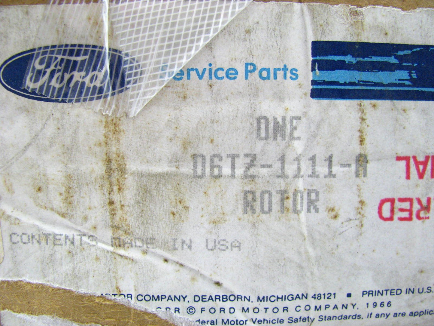 (1) NEW - OEM Ford D6TZ-1111-A Front Brake Rotor (Dual Rear Wheel; RWD ONLY)