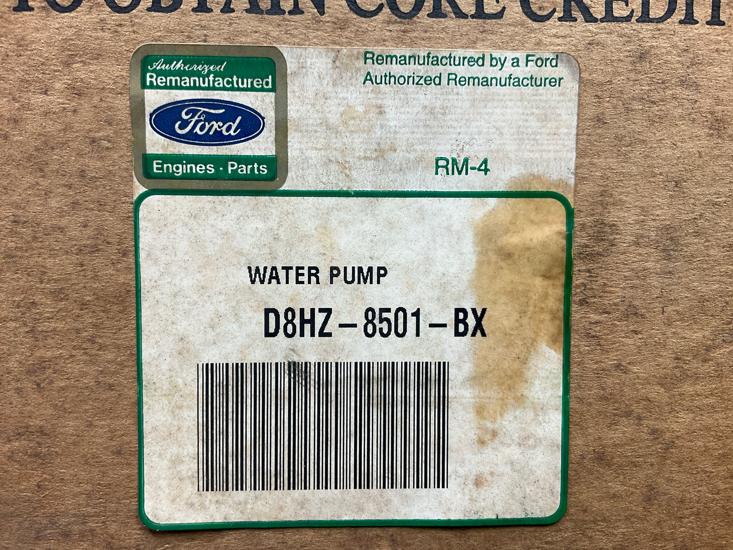 REMAN. OEM Ford D8HZ-8501-BX Water Pump 1958-1982 401 475 477 534-V8 SUPERDUTY