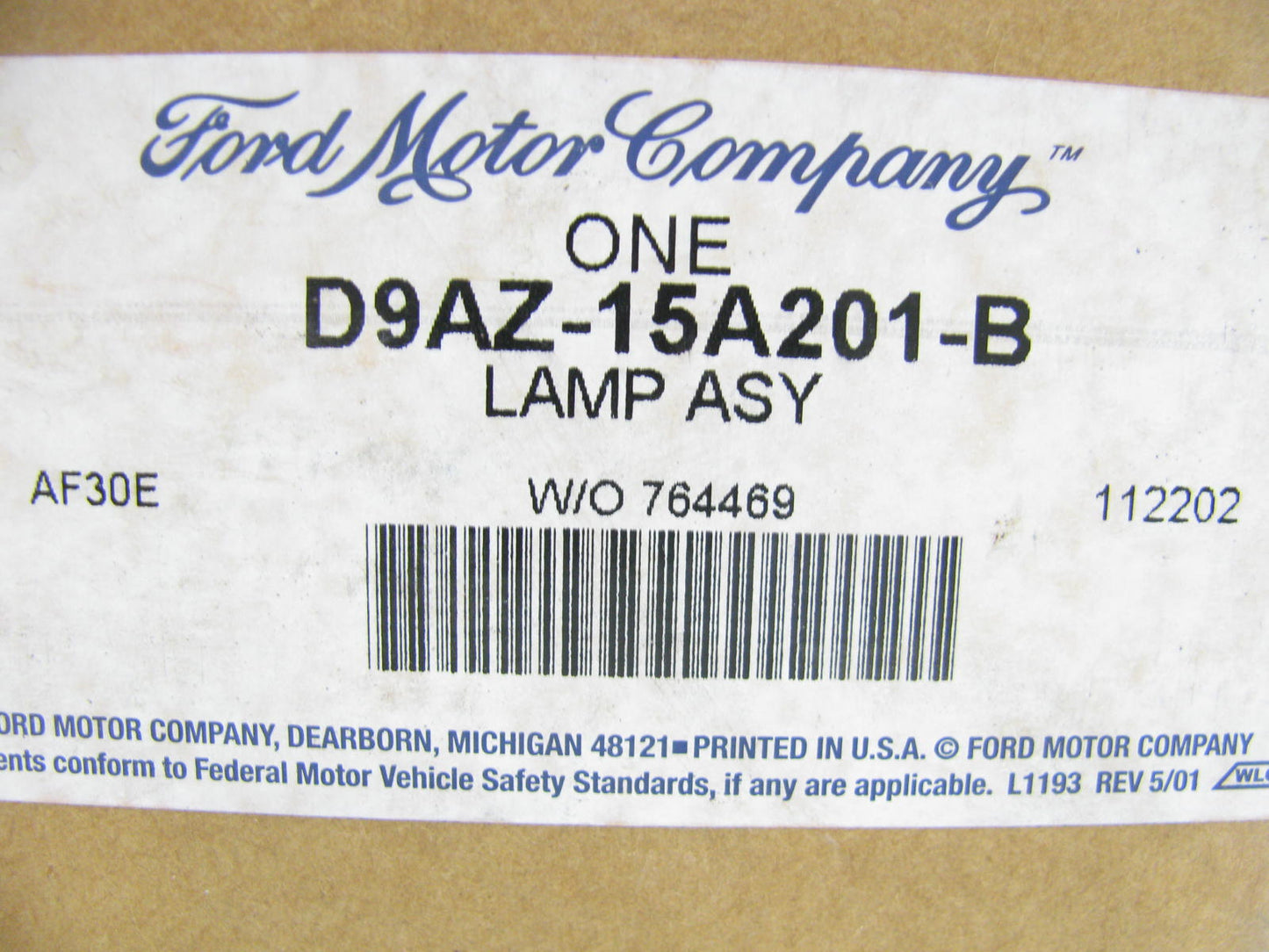 NEW - OEM Ford D9AZ-15A201-B Front Left Driver Side Corner Light Lamp Assembly