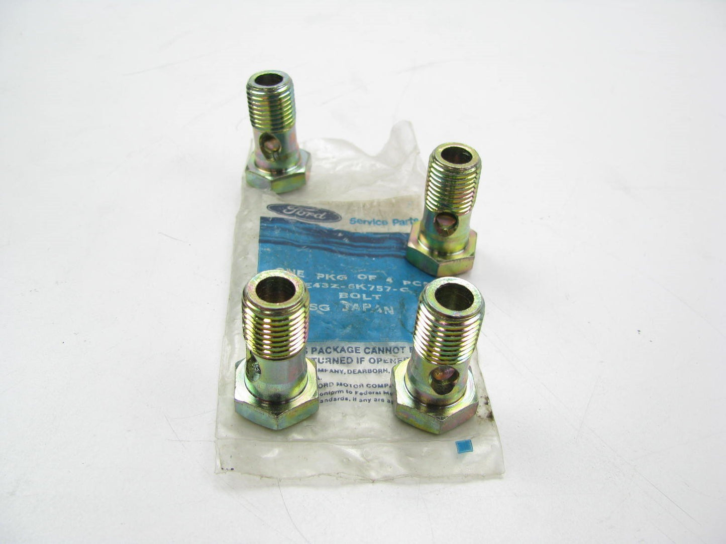 (4) NEW OEM 1984-1985 Ford 2.0L DIESEL Escort Oil Supply Tube Connector Bolts