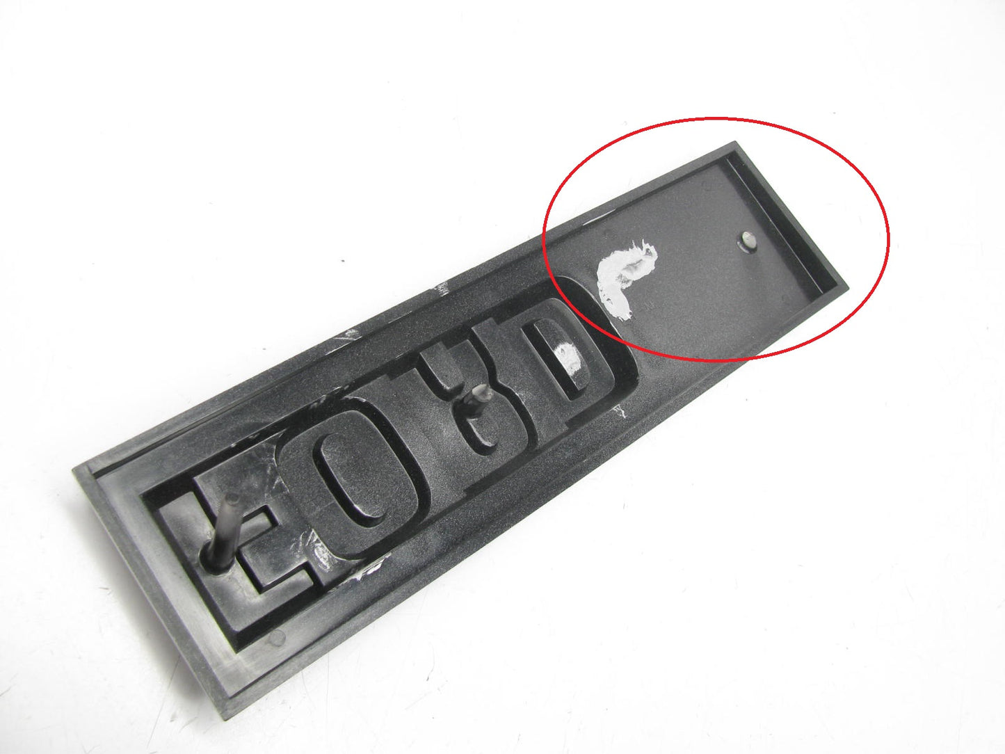 DAMAGED - OEM Ford E5HZ-16720-E-D RH ''FORD F-600'' Name Plate 1980-1990 F-600