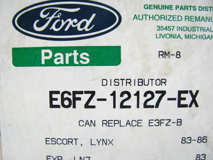 REMAN. Ford E6FZ-12127-EX Distributor 1983-86 Escort, EXP, Mercury LN7, Lynx