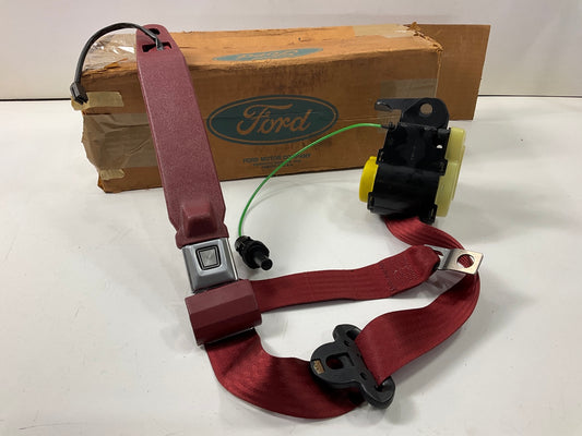 NEW - OEM Ford E6FZ-61611A73-B Front Left Seat Belt Retractor, RED 85-86 Escort