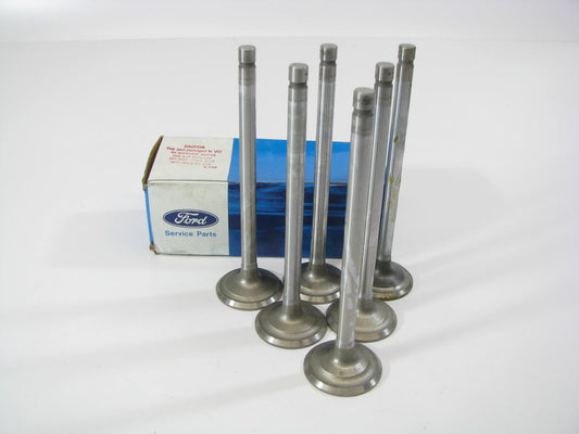 (6) NEW - OEM Ford E7HZ-6505-B Exhaust Valve 0.003'' O/S 1987-94 6.6L 7.8L-L6 FTO